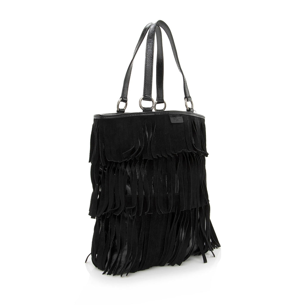 Saint Laurent 1:1 Rep Leather Suede Fringe Tote (SHF-22368)