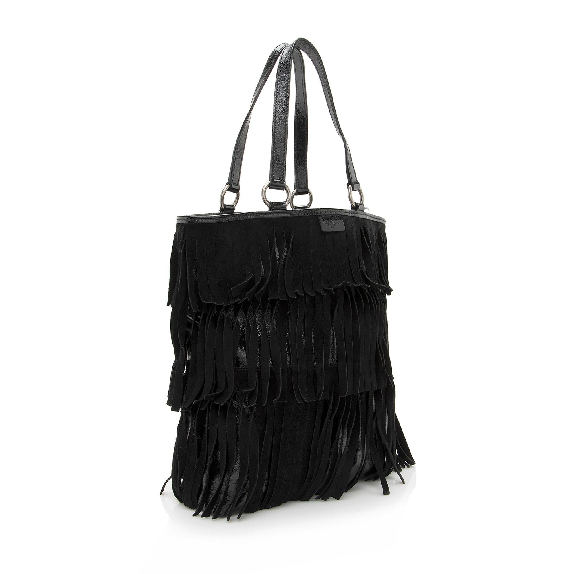 Saint Laurent 1:1 Rep Leather Suede Fringe Tote (SHF-22368)