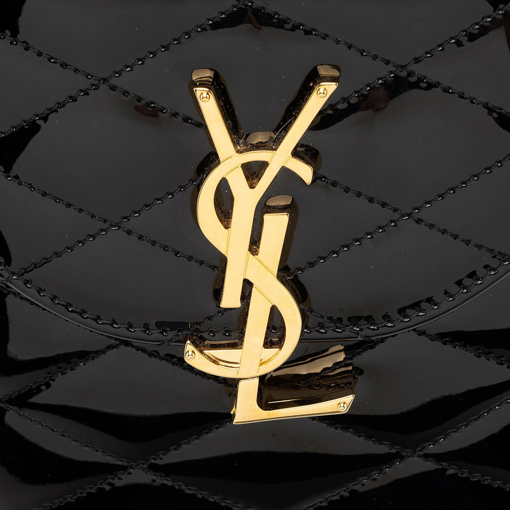Saint Laurent Patent Matelasse Leather Monogram June Box Bag