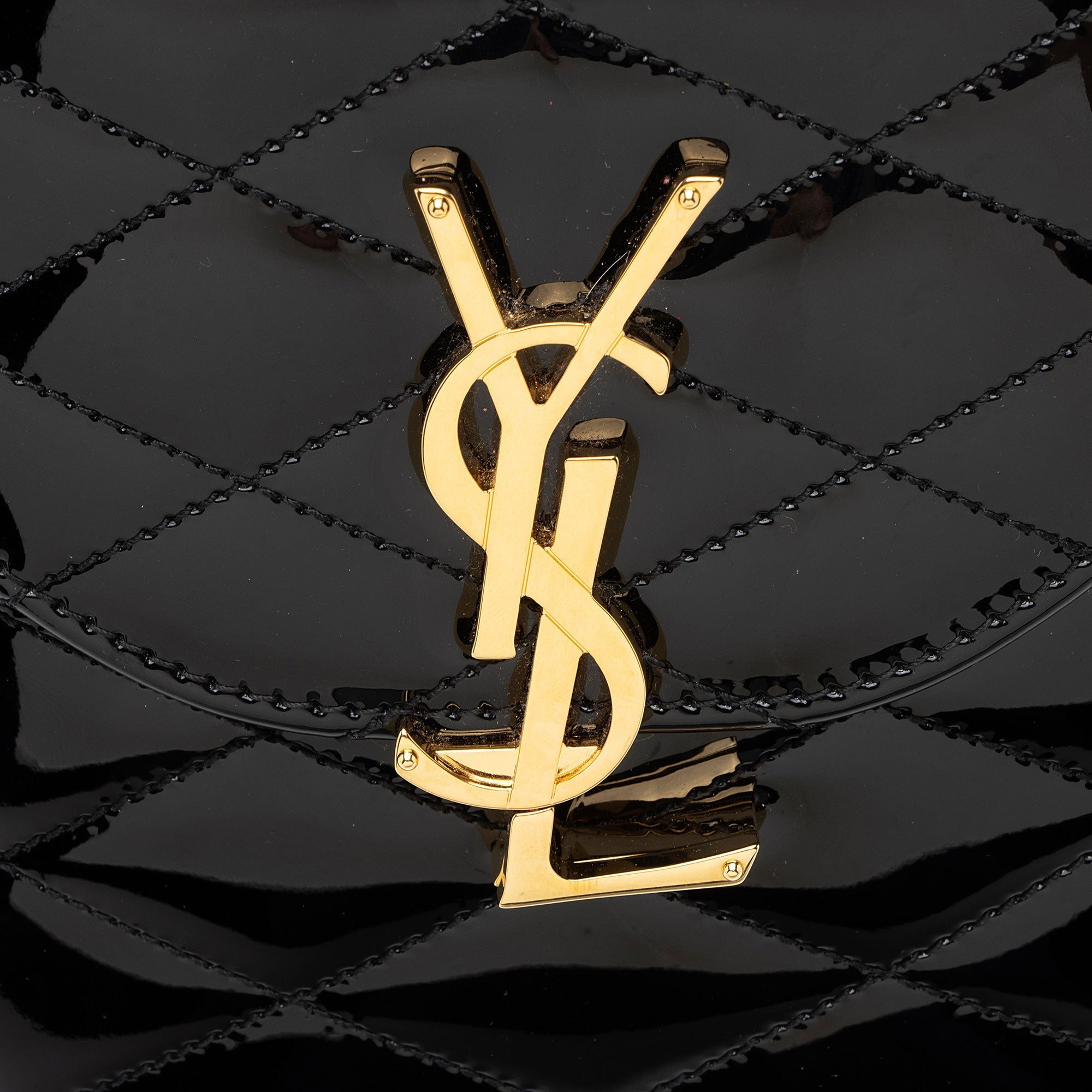 Saint Laurent Patent Matelasse Leather Monogram June Box Bag