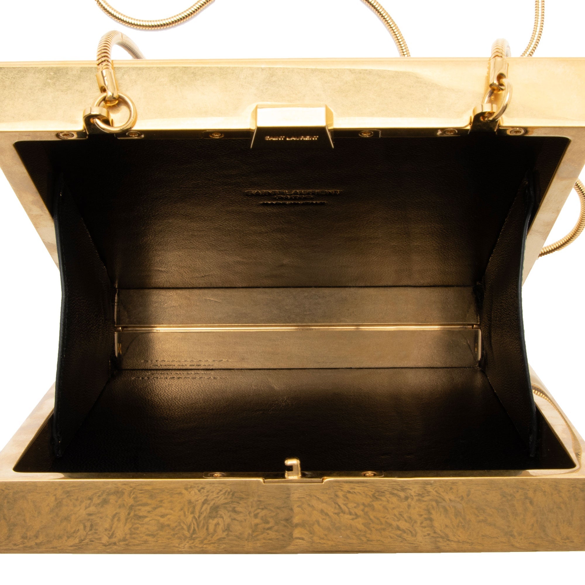 Saint Laurent Plexiglass Minaudiere Tuxedo Monogram Box Shoulder Bag (SHF-neNwyi)