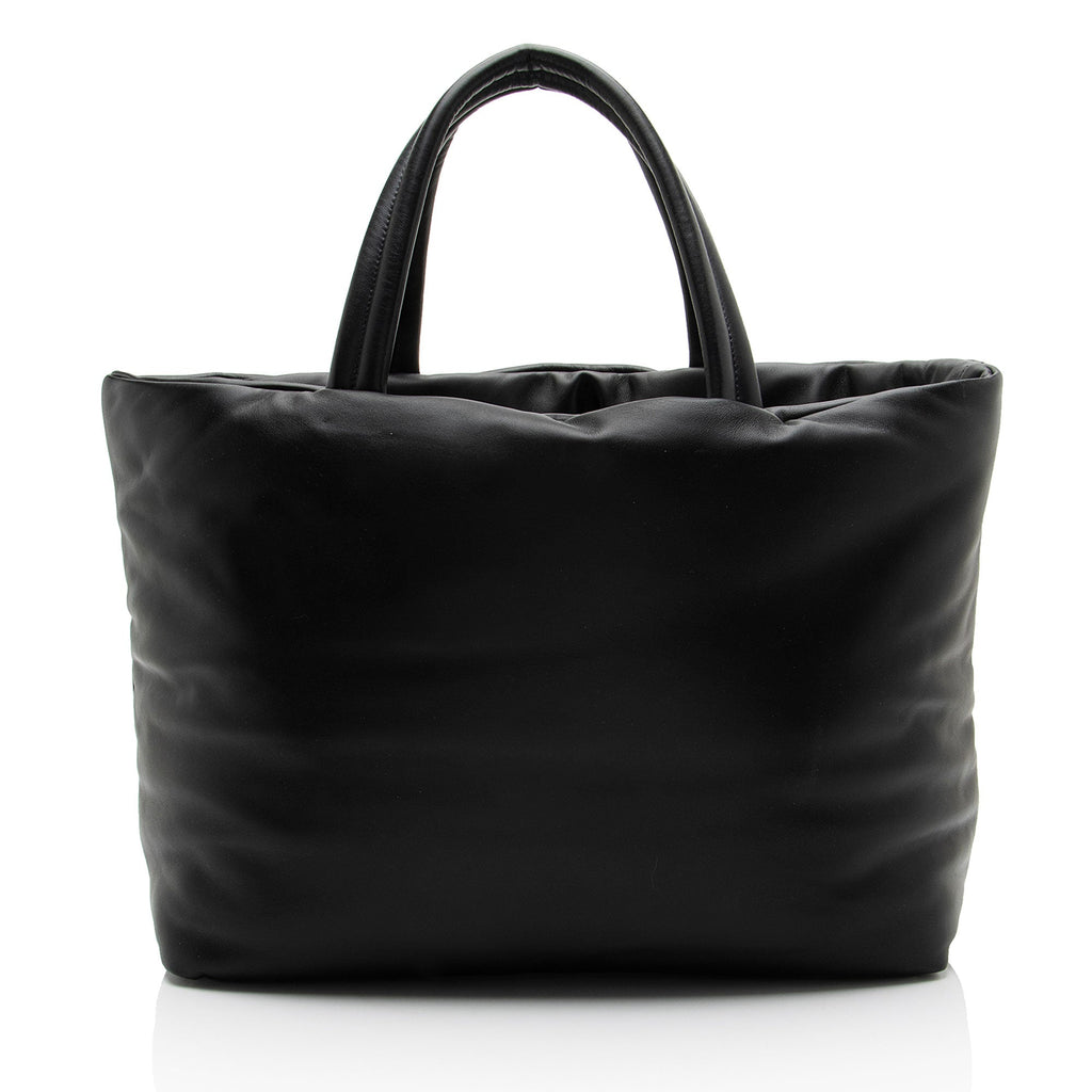 Saint Laurent Puffed Leather Logo Shopping Tote