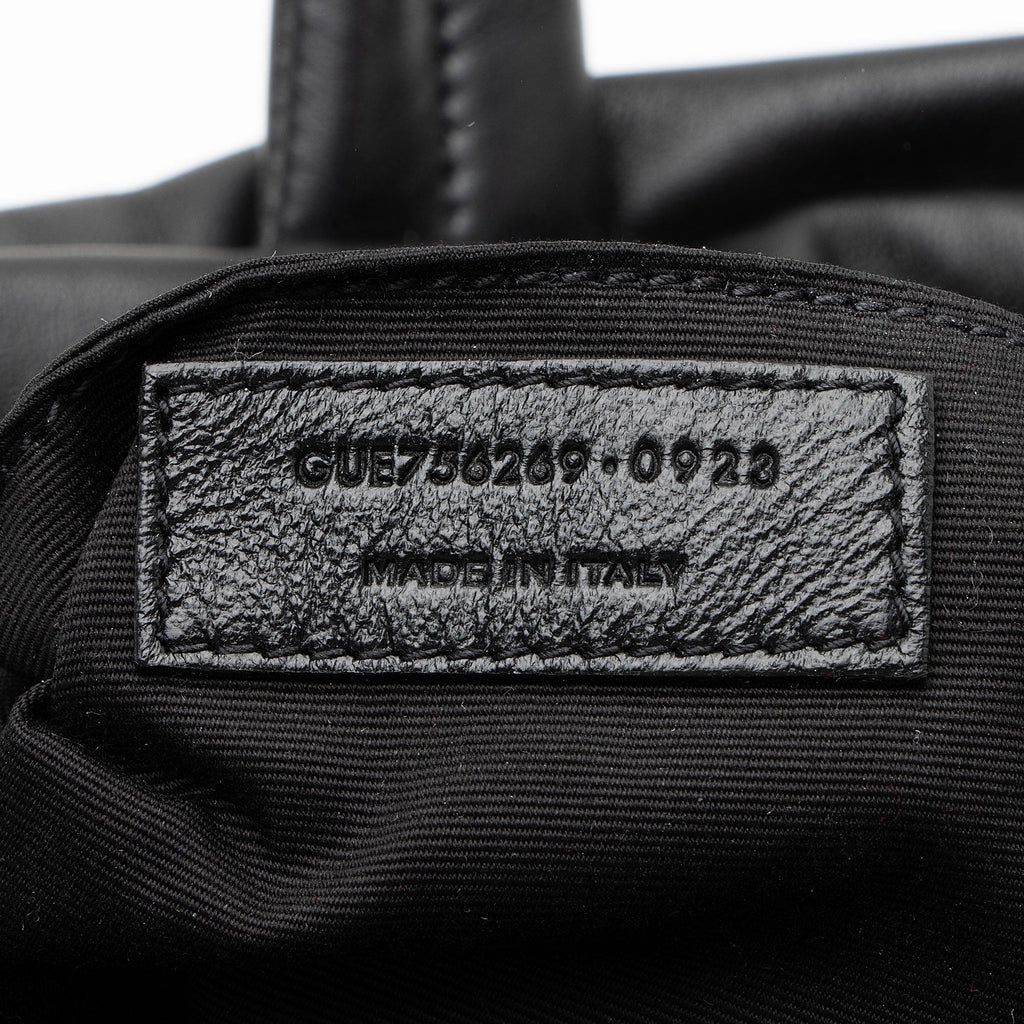 Saint Laurent Puffed Leather Logo Shopping Tote