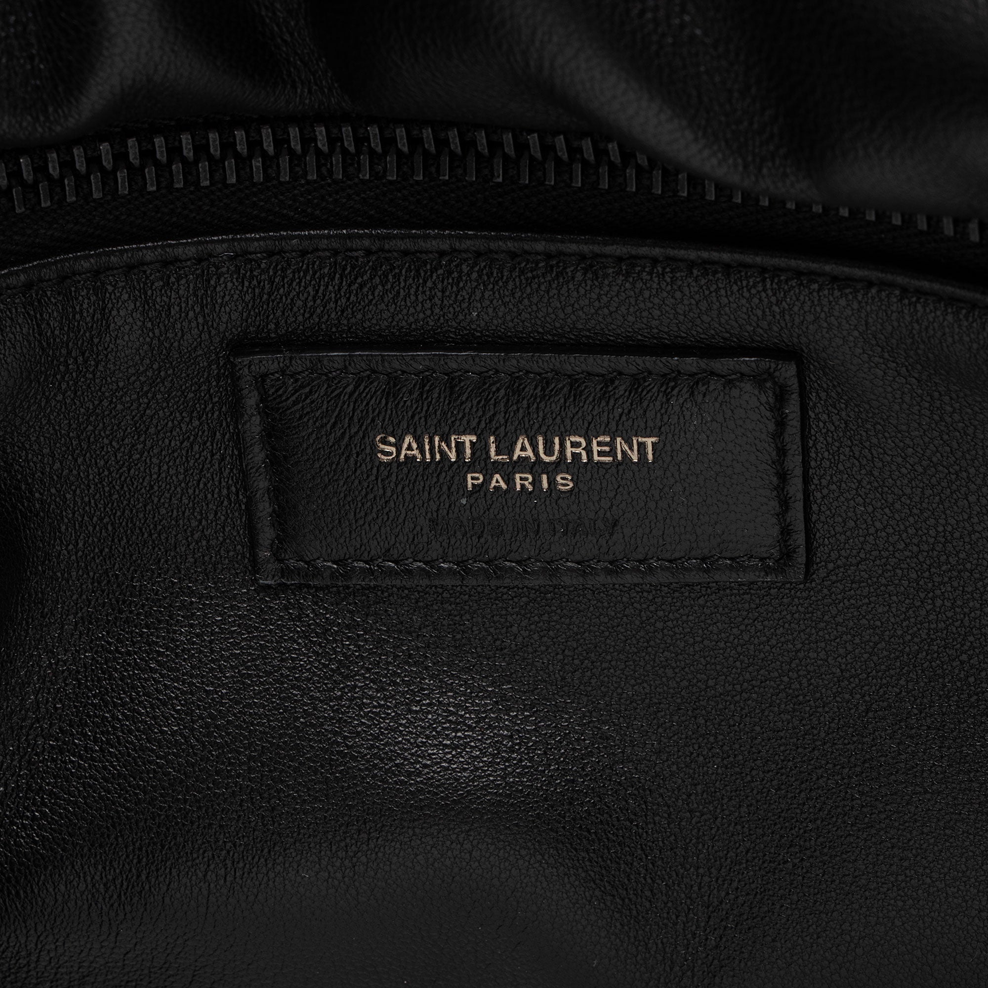 Saint Laurent Puffed Leather Logo Shopping Tote