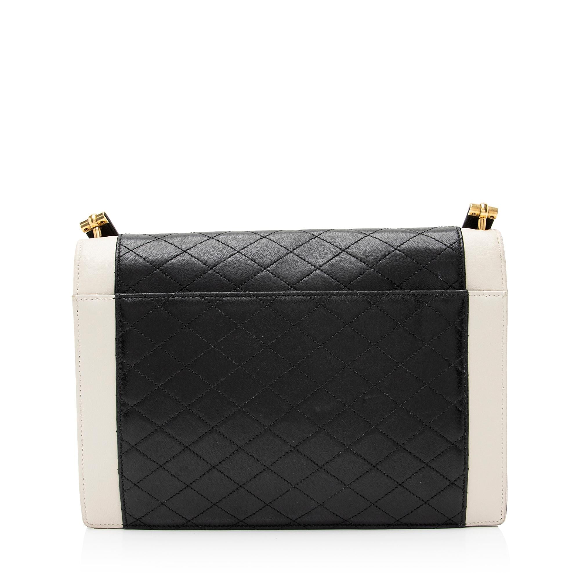 Saint Laurent Quilted Lambskin Monogram Gaby Shoulder Bag (SHF-23711)