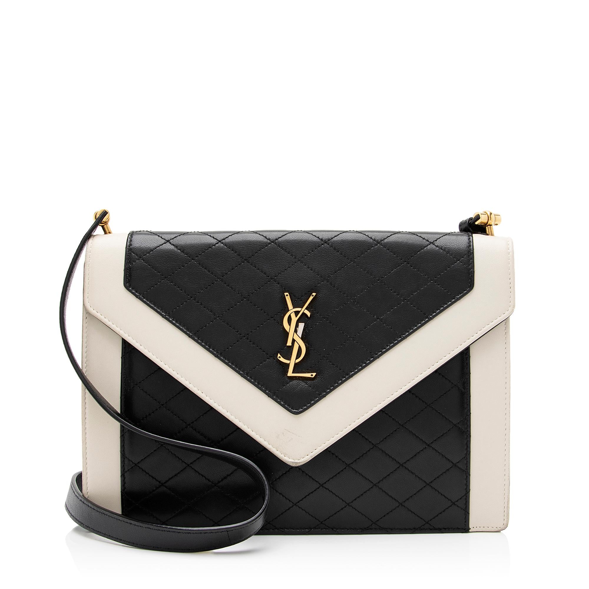 Saint Laurent Quilted Lambskin Monogram Gaby Shoulder Bag (SHF-23711)