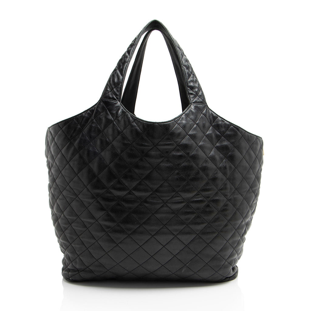 Saint Laurent Quilted Lambskin Monogram Icare Maxi Shopping Tote