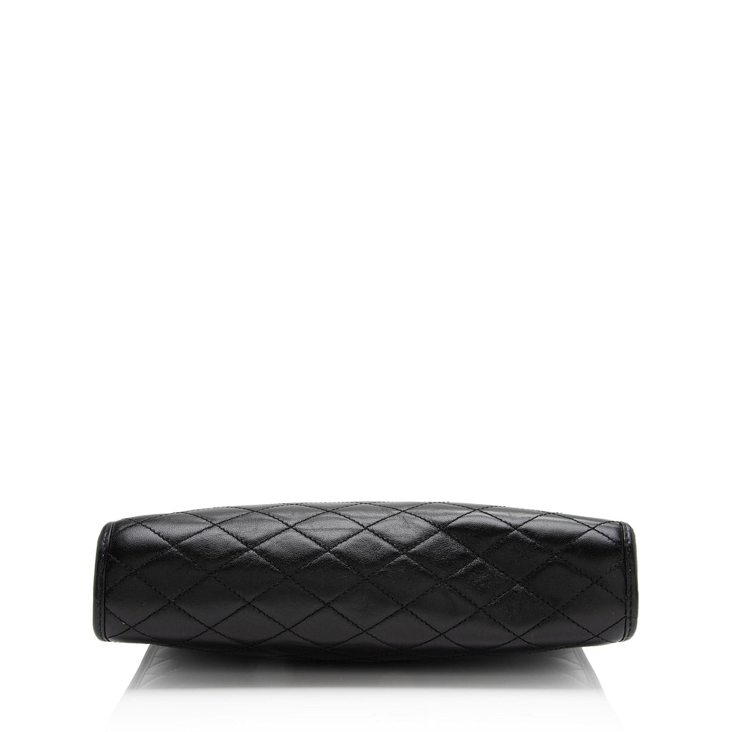 Saint Laurent Quilted Lambskin Monogram Victoire Baby Chain Clutch (SHF-M6OIgU)