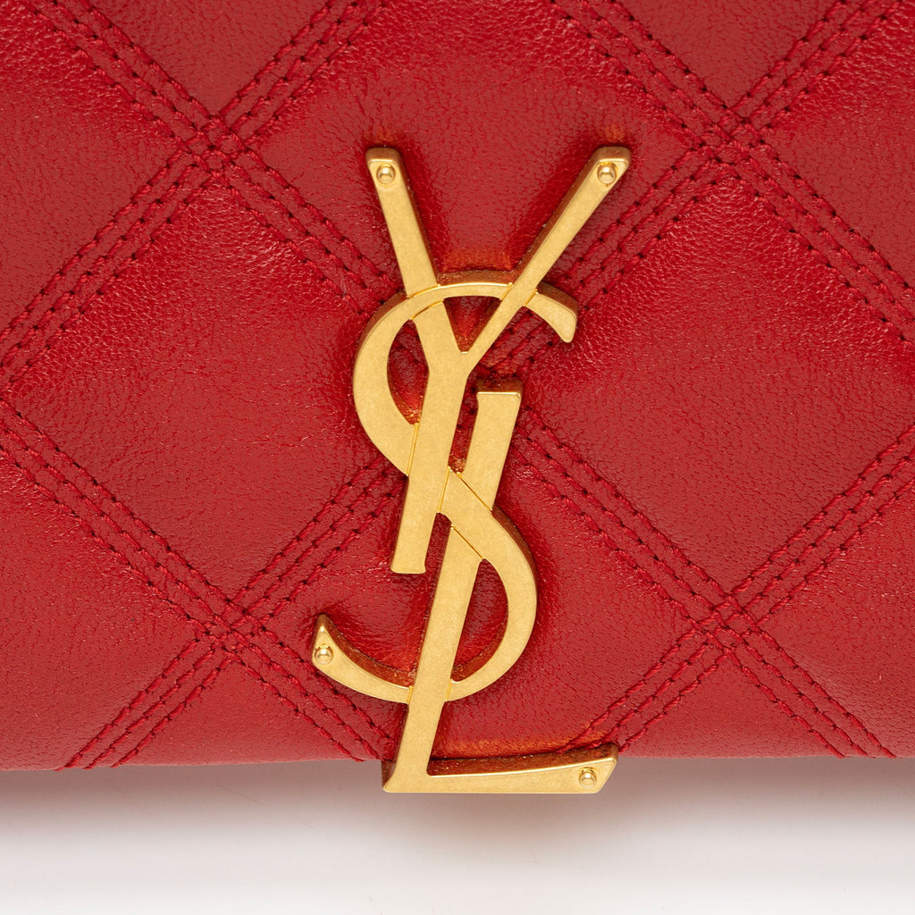 Saint Laurent Quilted Leather Monogram Becky Chain Wallet