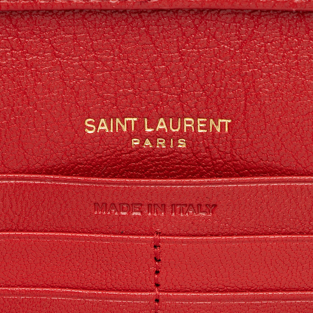 Saint Laurent Quilted Leather Monogram Becky Chain Wallet