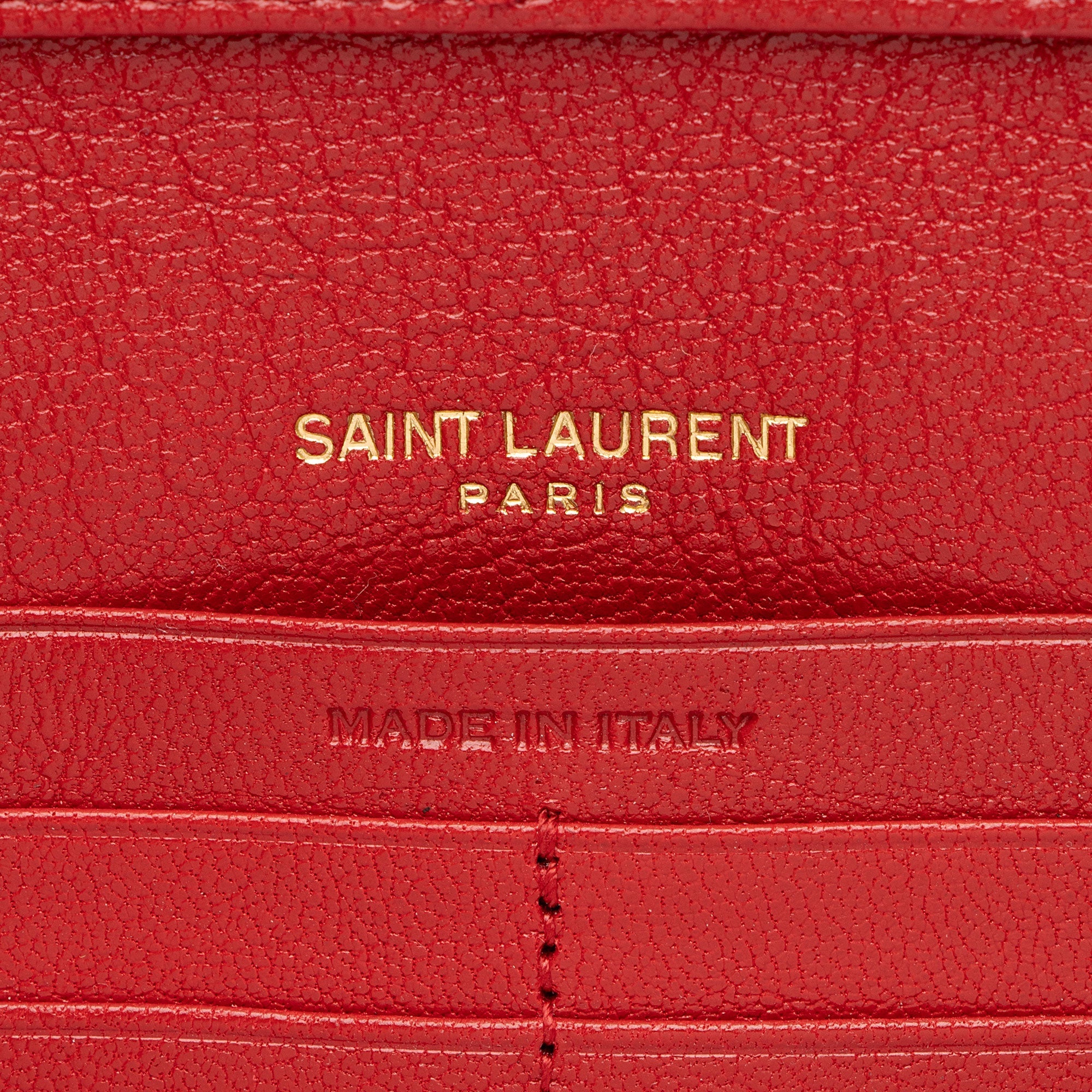 Saint Laurent Quilted Leather Monogram Becky Chain Wallet