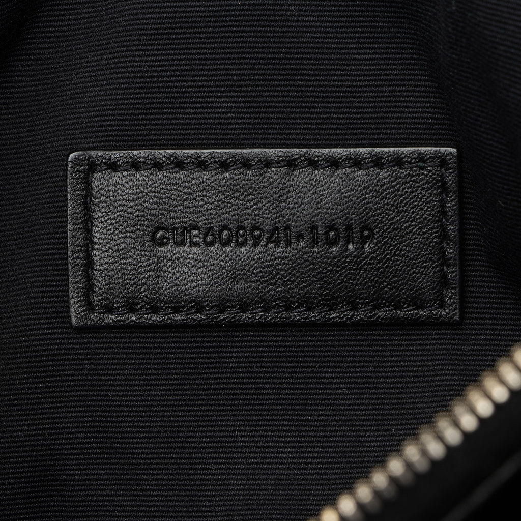 Saint Laurent Quilted Leather Monogram Becky Mini Double Zip Pouch