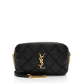 Saint Laurent Quilted Leather Monogram Becky Mini Double Zip Pouch