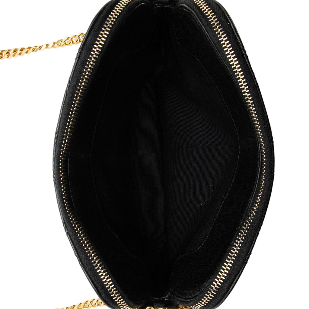 Saint Laurent Quilted Leather Monogram Becky Mini Double Zip Pouch