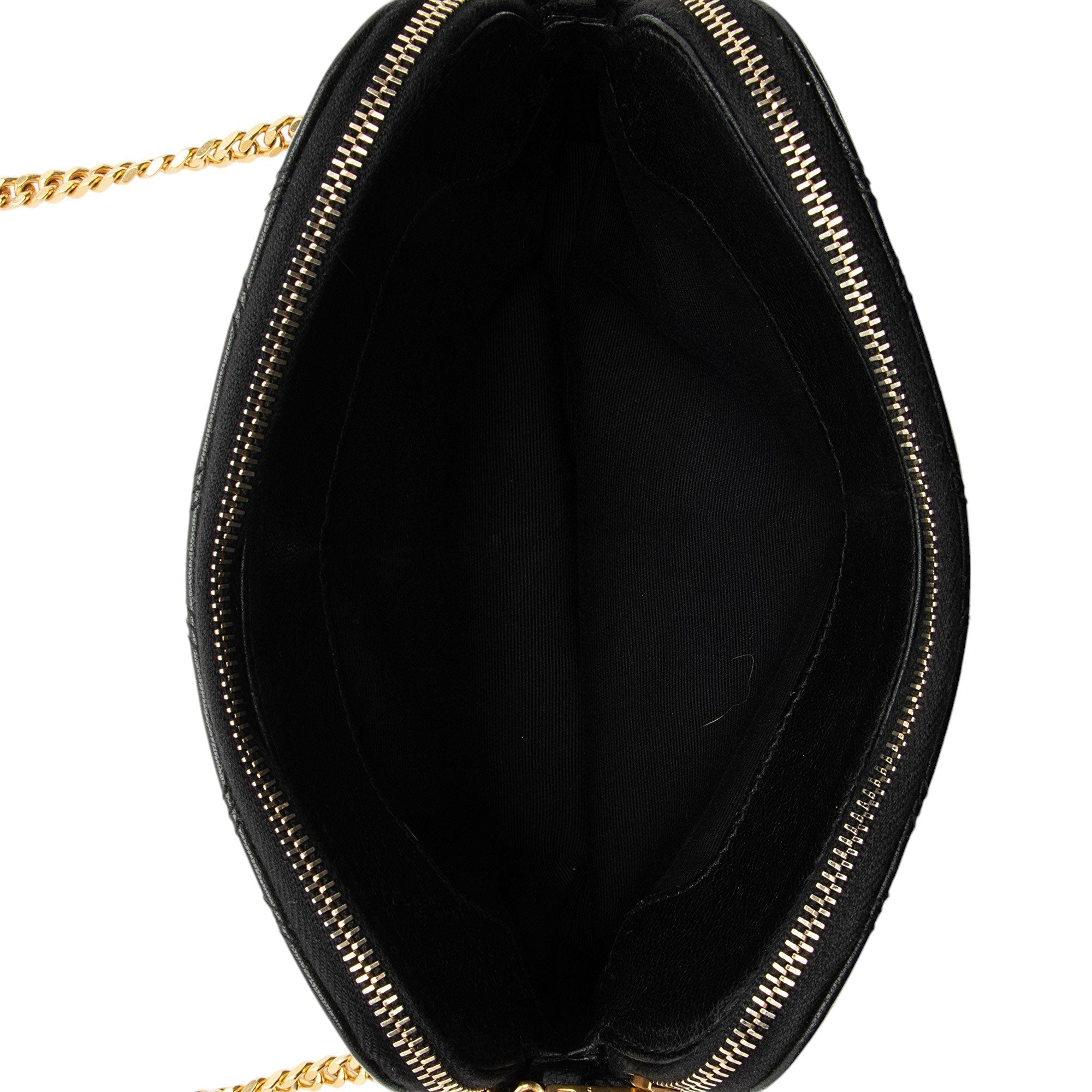 Saint Laurent Quilted Leather Monogram Becky Mini Double Zip Pouch