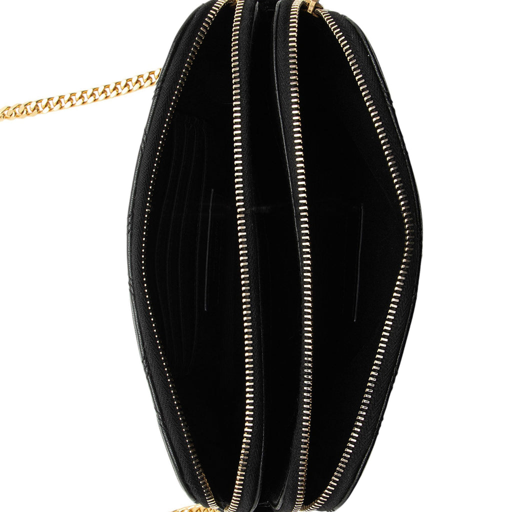 Saint Laurent Quilted Leather Monogram Becky Mini Double Zip Pouch