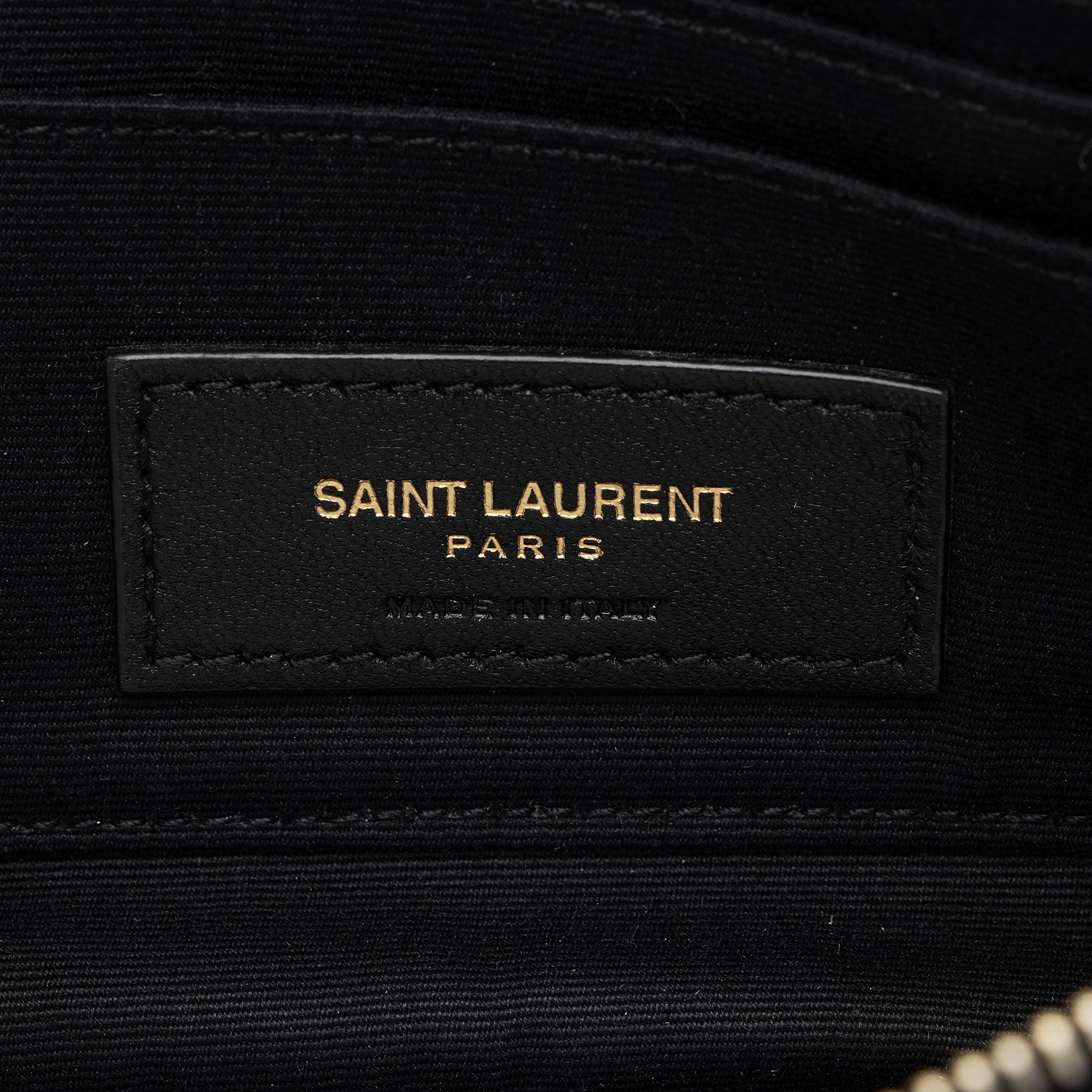 Saint Laurent Quilted Leather Monogram Becky Mini Double Zip Pouch