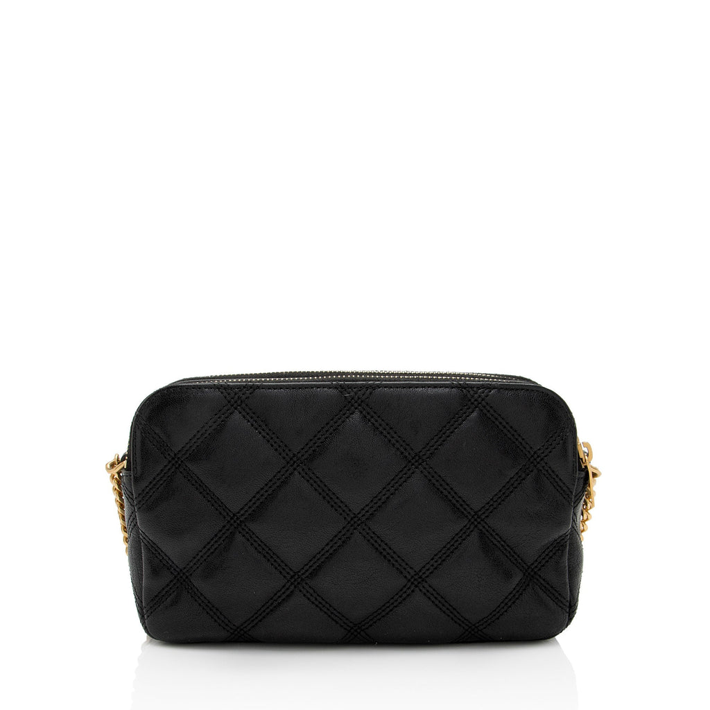 Saint Laurent Quilted Leather Monogram Becky Mini Double Zip Pouch