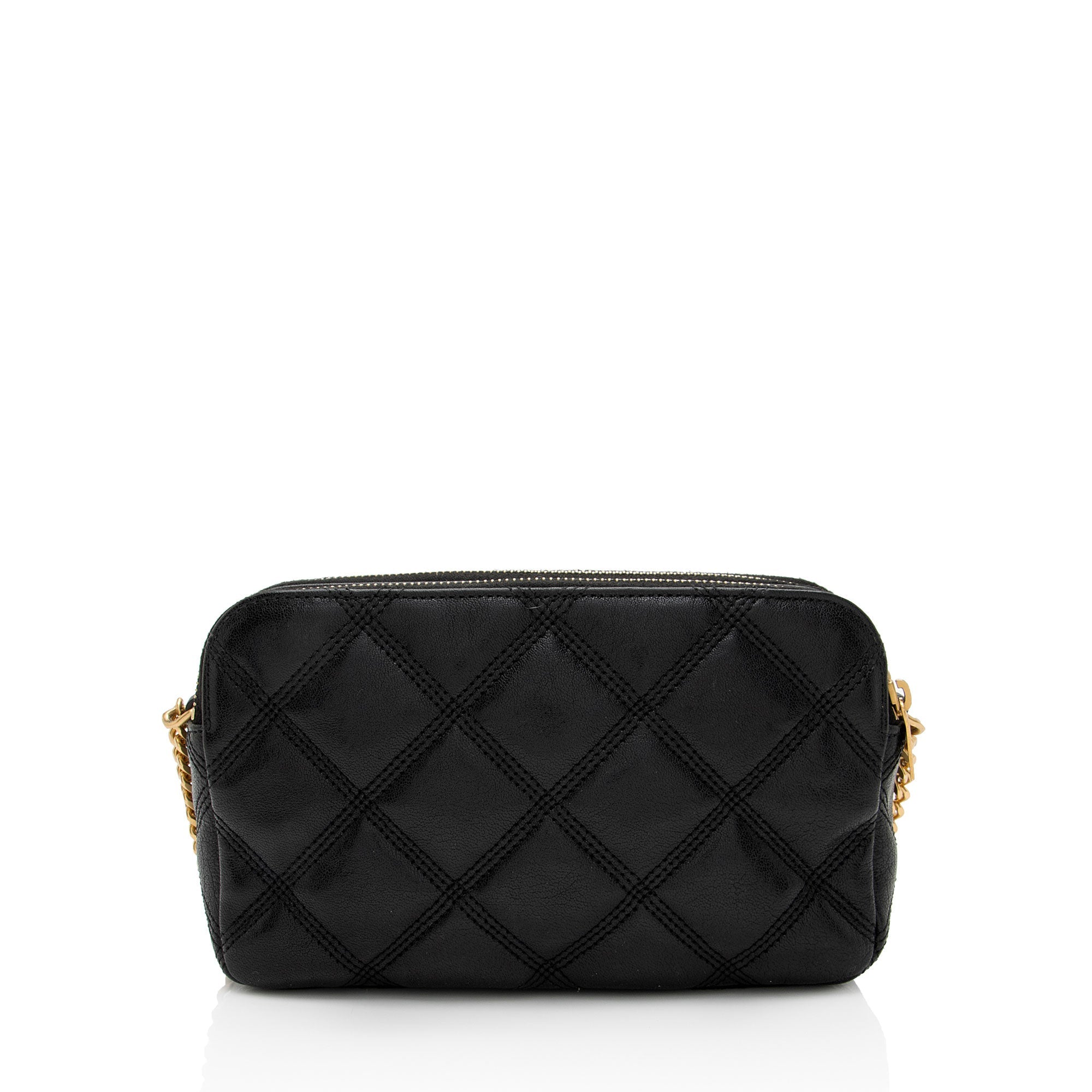Saint Laurent Quilted Leather Monogram Becky Mini Double Zip Pouch