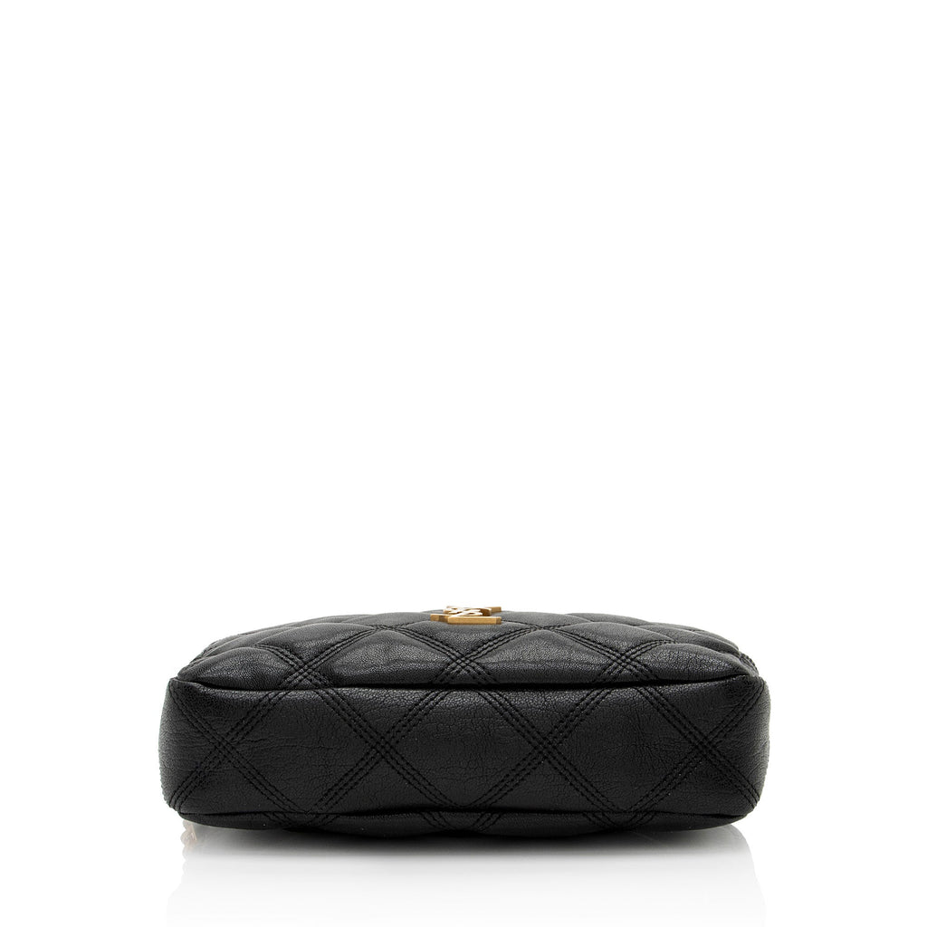Saint Laurent Quilted Leather Monogram Becky Mini Double Zip Pouch