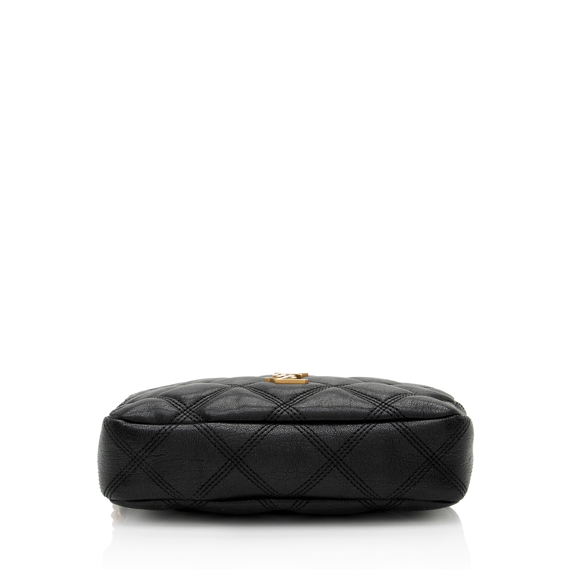 Saint Laurent Quilted Leather Monogram Becky Mini Double Zip Pouch