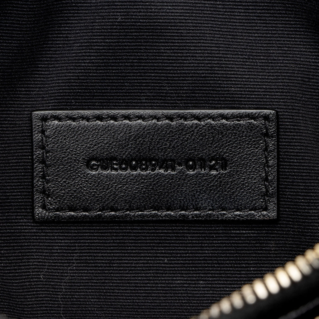 Saint Laurent Quilted Leather Monogram Becky Mini Double Zip Pouch