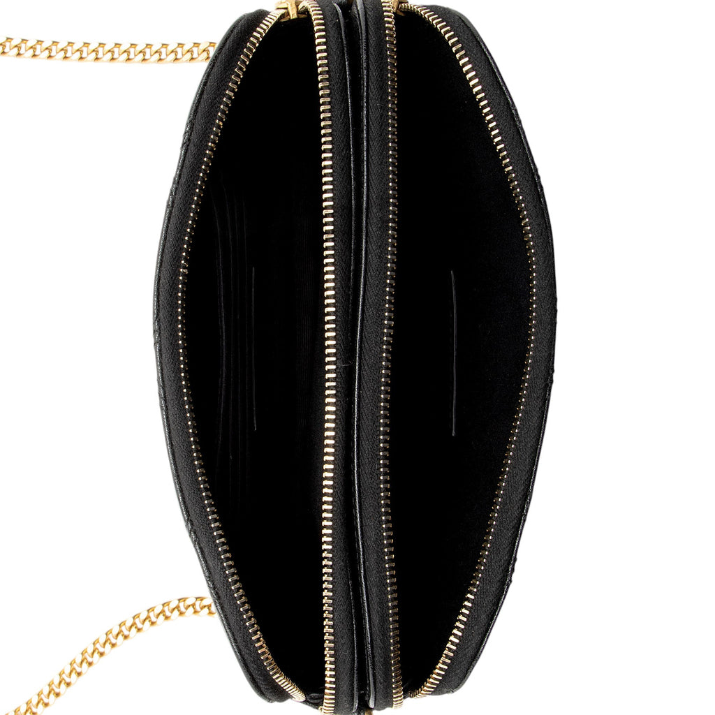 Saint Laurent Quilted Leather Monogram Becky Mini Double Zip Pouch