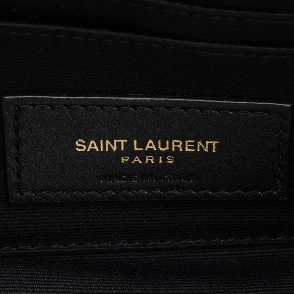 Saint Laurent Quilted Leather Monogram Becky Mini Double Zip Pouch