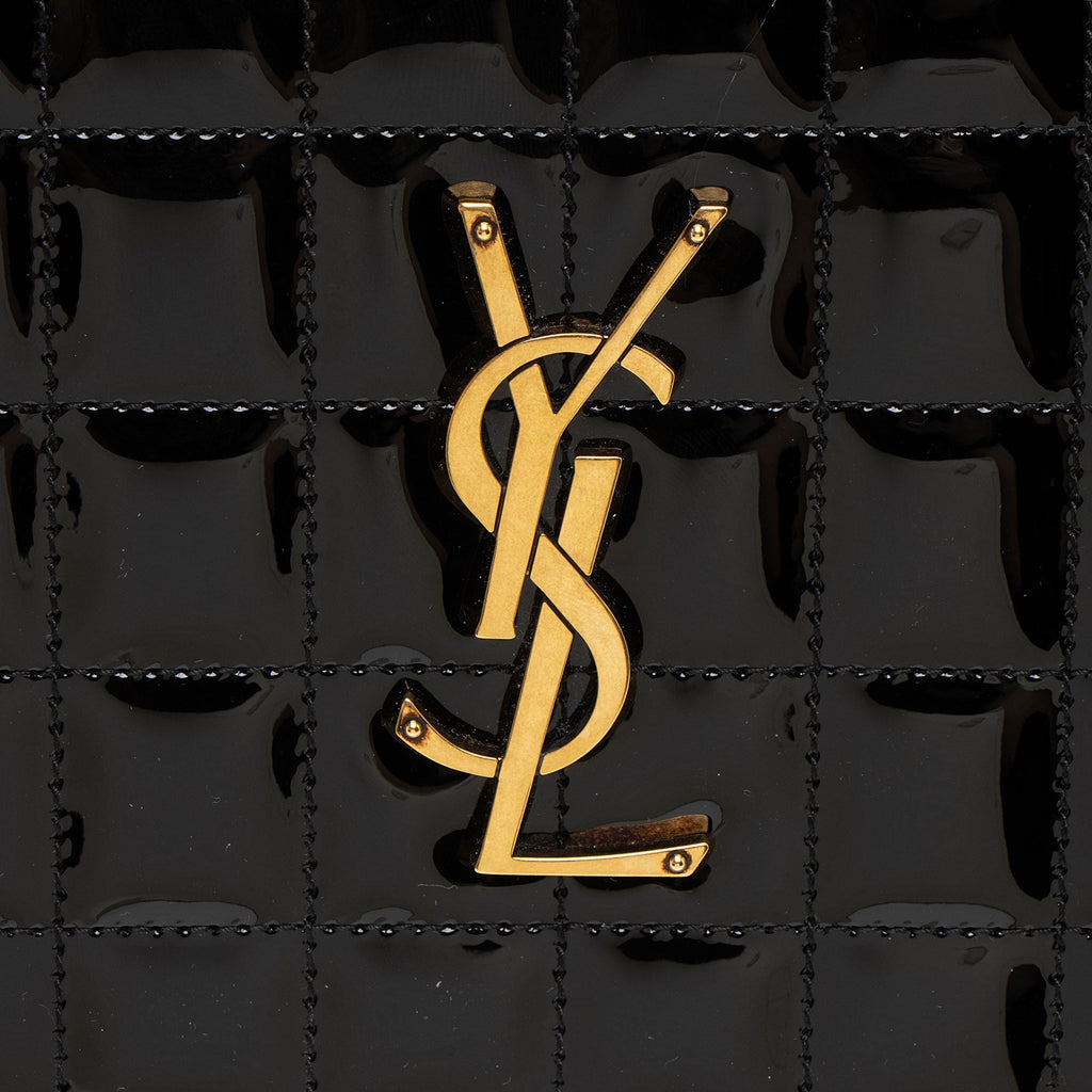 Saint Laurent Quilted Patent Leather Monogram Cassandre Chain Wallet