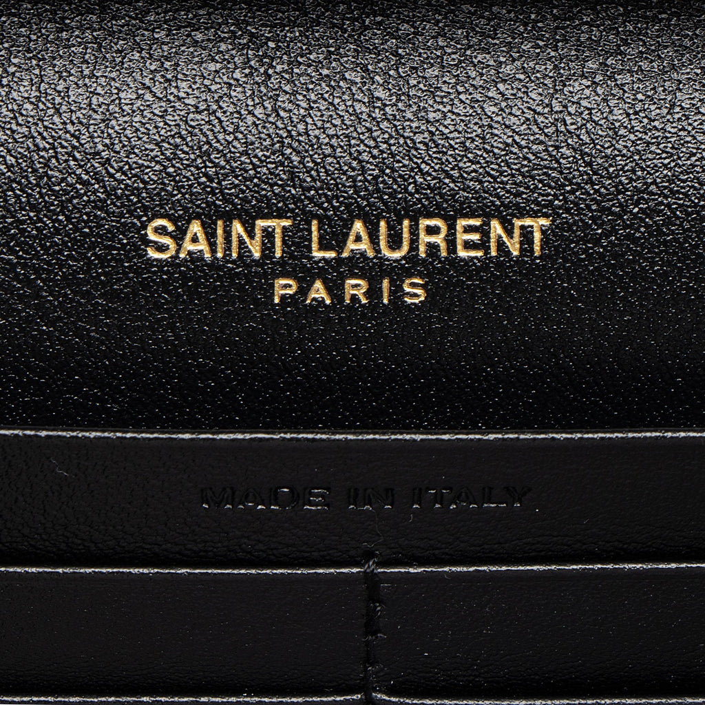Saint Laurent Quilted Patent Leather Monogram Cassandre Chain Wallet