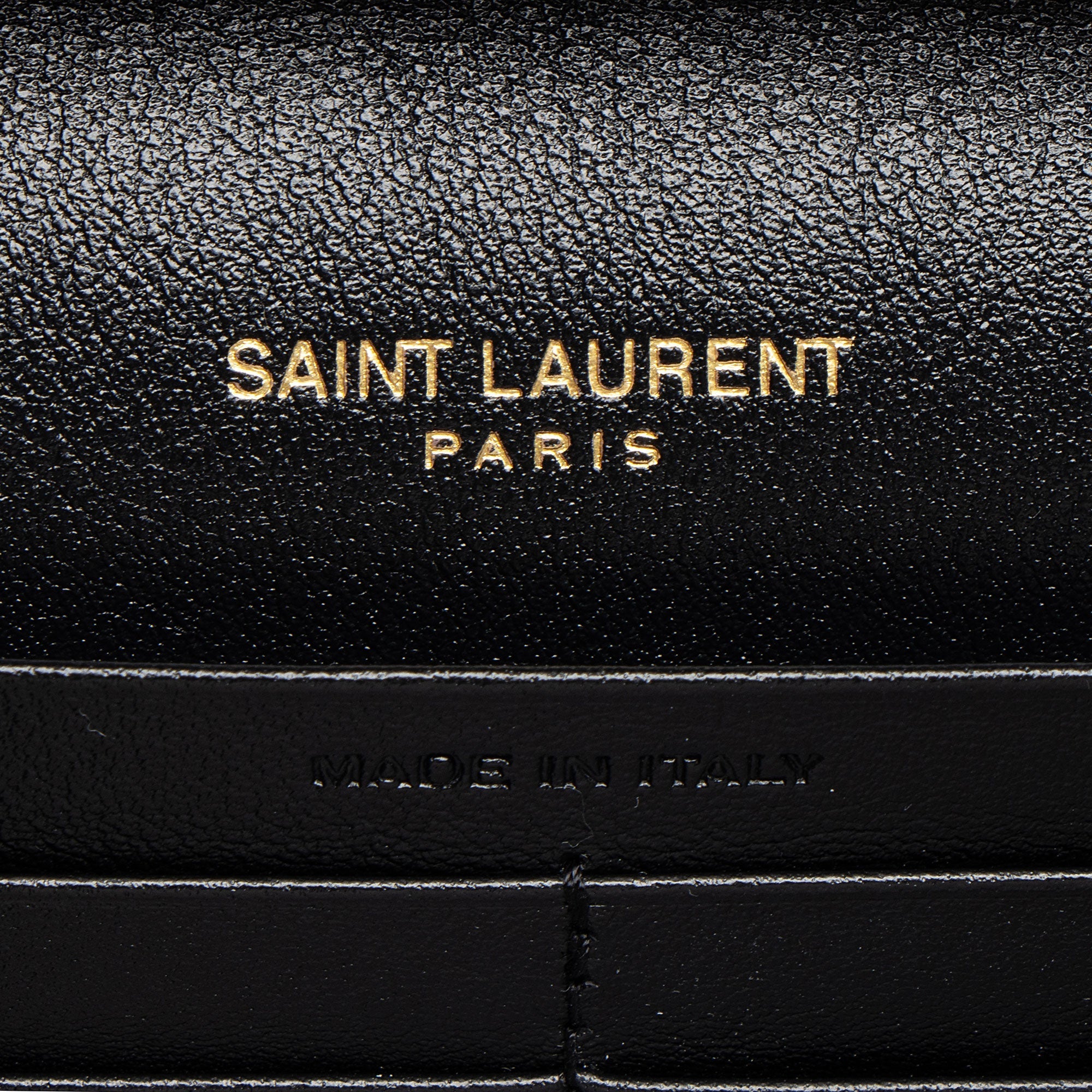 Saint Laurent Quilted Patent Leather Monogram Cassandre Chain Wallet