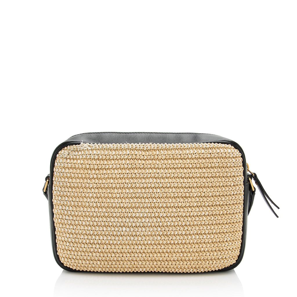 Saint Laurent Raffia Calfskin Monogram Lou Camera Bag