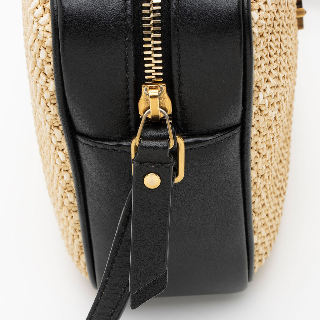 Saint Laurent Raffia Calfskin Monogram Lou Camera Bag