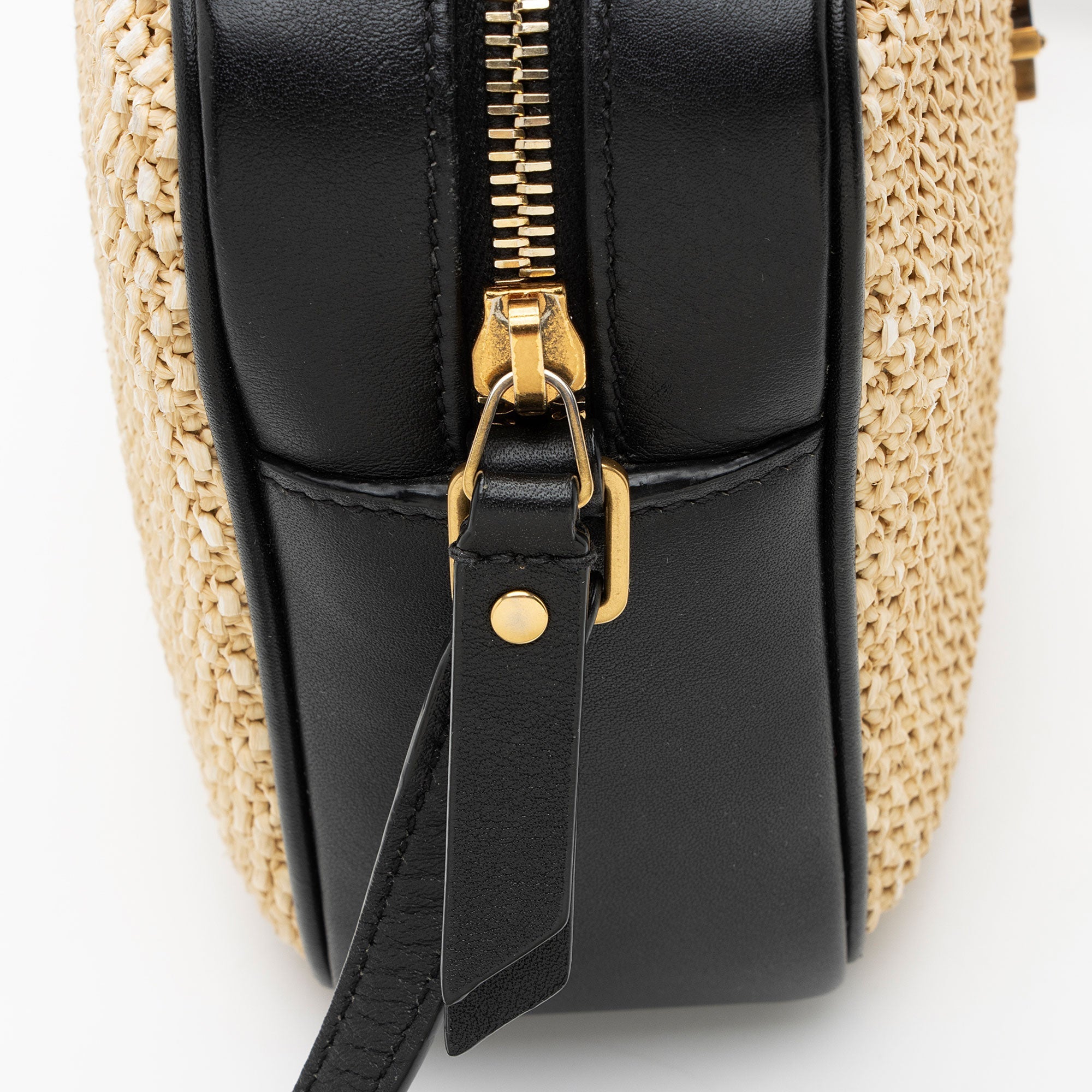 Saint Laurent Raffia Calfskin Monogram Lou Camera Bag