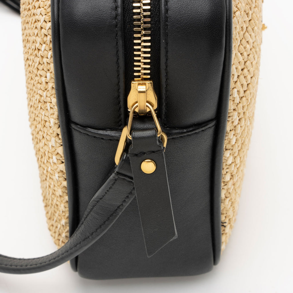 Saint Laurent Raffia Calfskin Monogram Lou Camera Bag