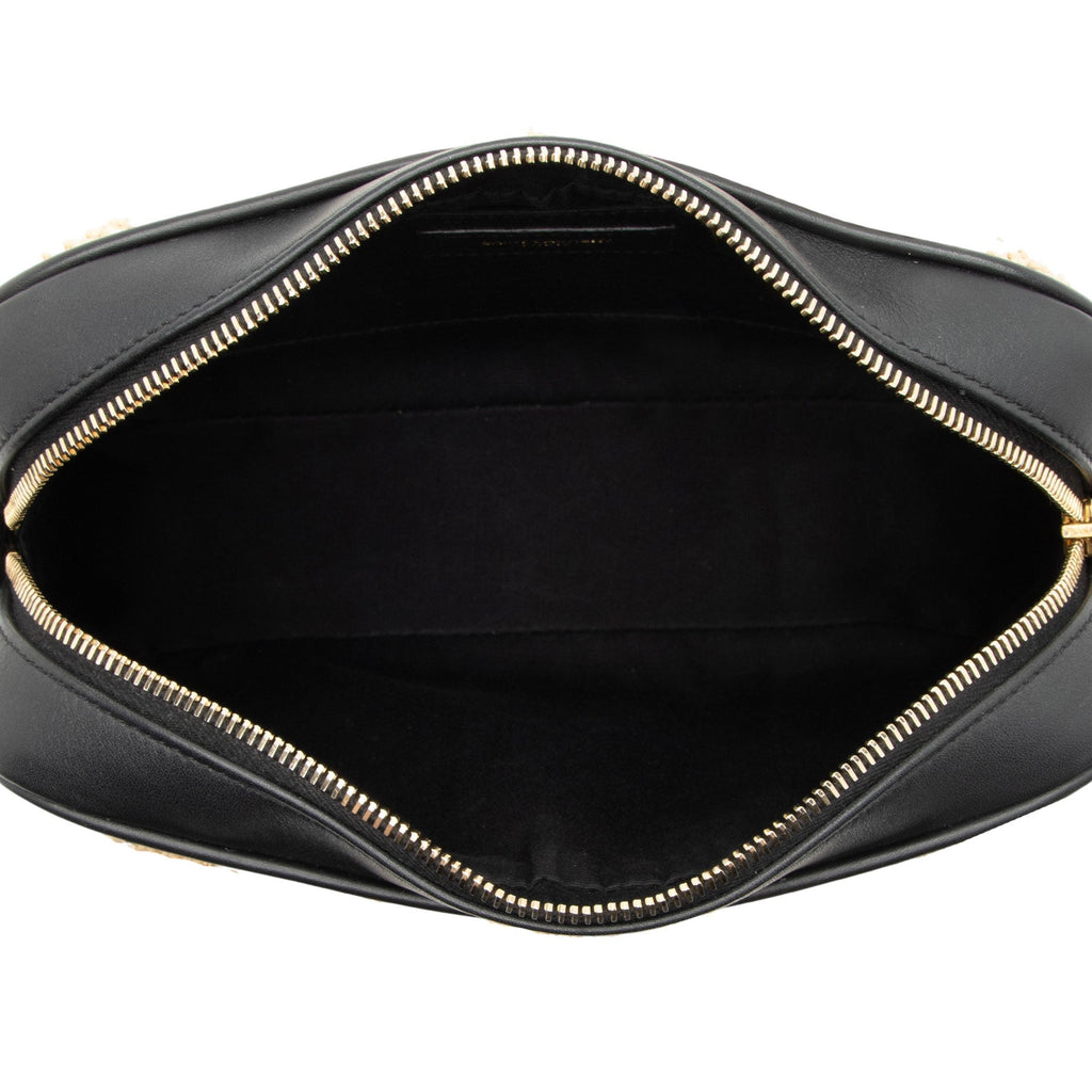 Saint Laurent Raffia Calfskin Monogram Lou Camera Bag
