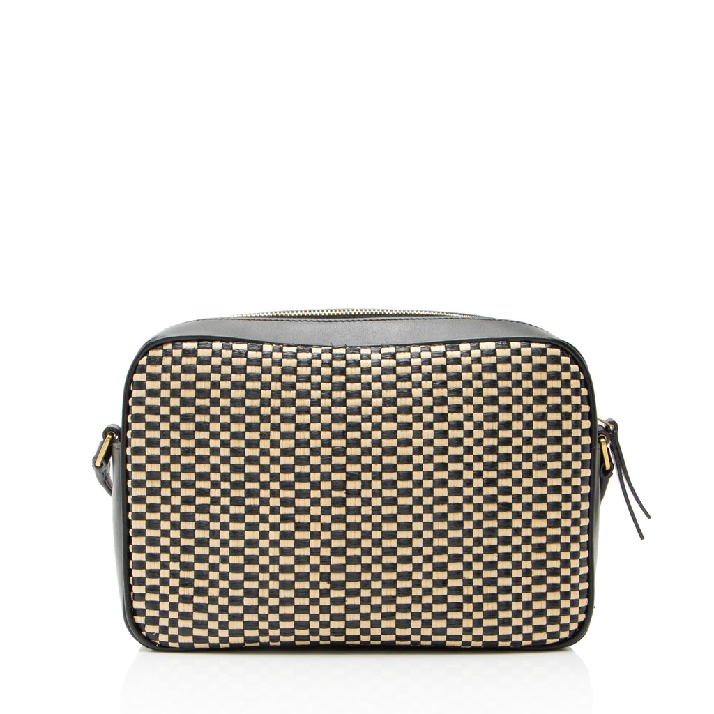 Saint Laurent Raffia Calfskin Monogram Lou Camera Bag