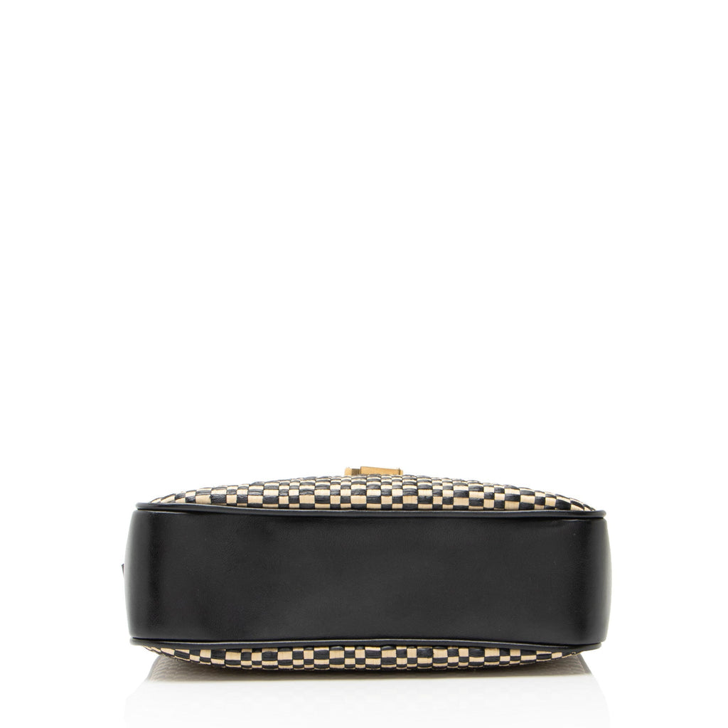 Saint Laurent Raffia Calfskin Monogram Lou Camera Bag