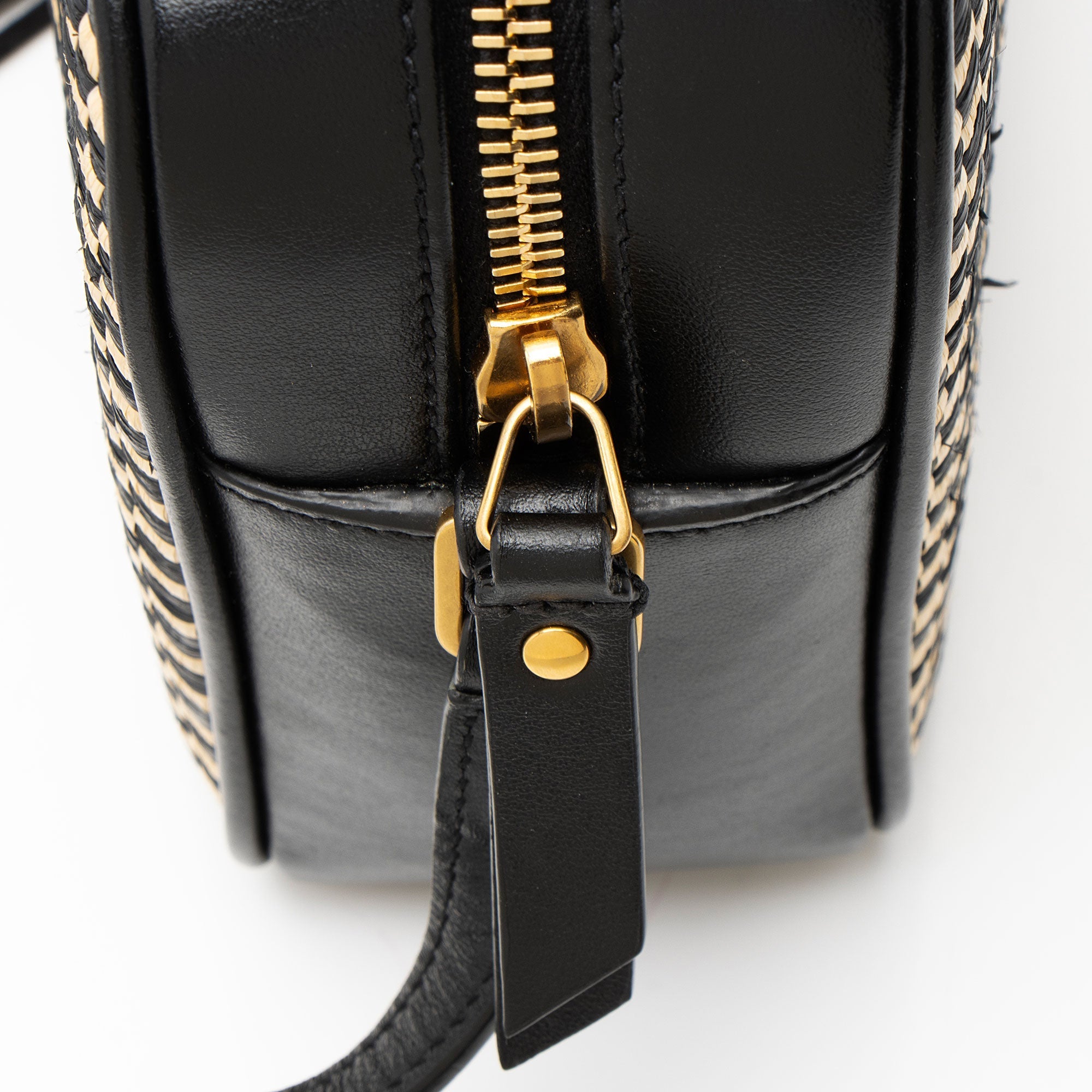 Saint Laurent Raffia Calfskin Monogram Lou Camera Bag