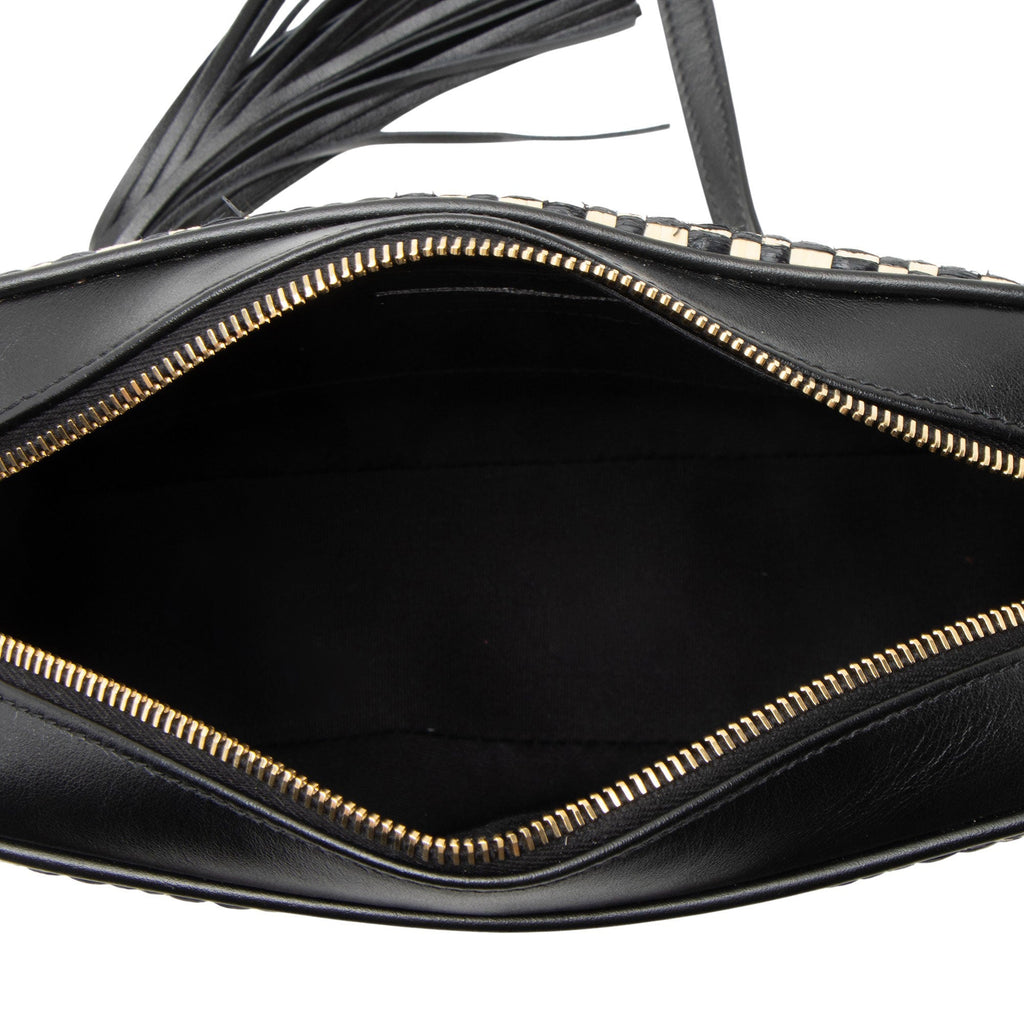 Saint Laurent Raffia Calfskin Monogram Lou Camera Bag