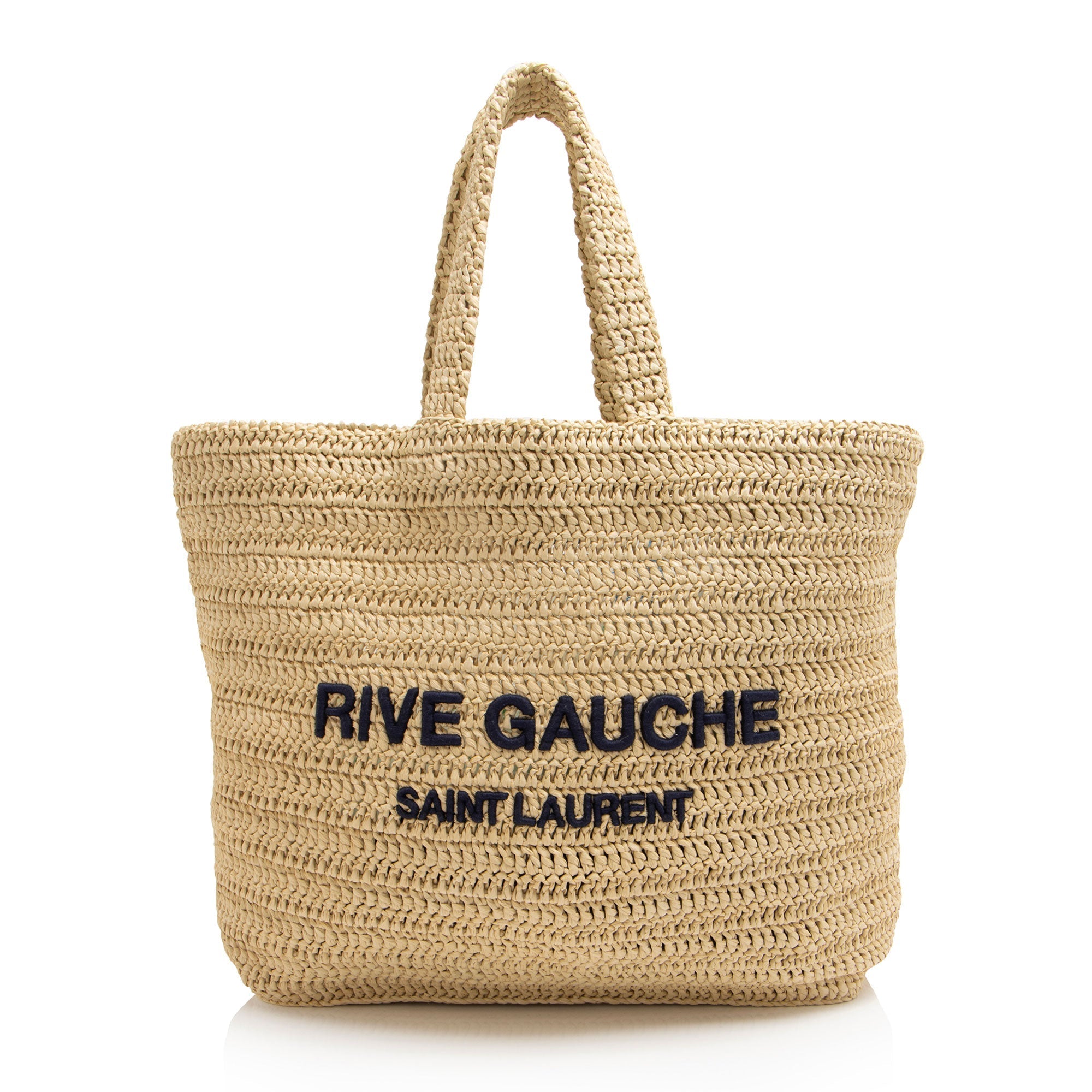 Saint Laurent Raffia Crochet Rive Gauche Tote