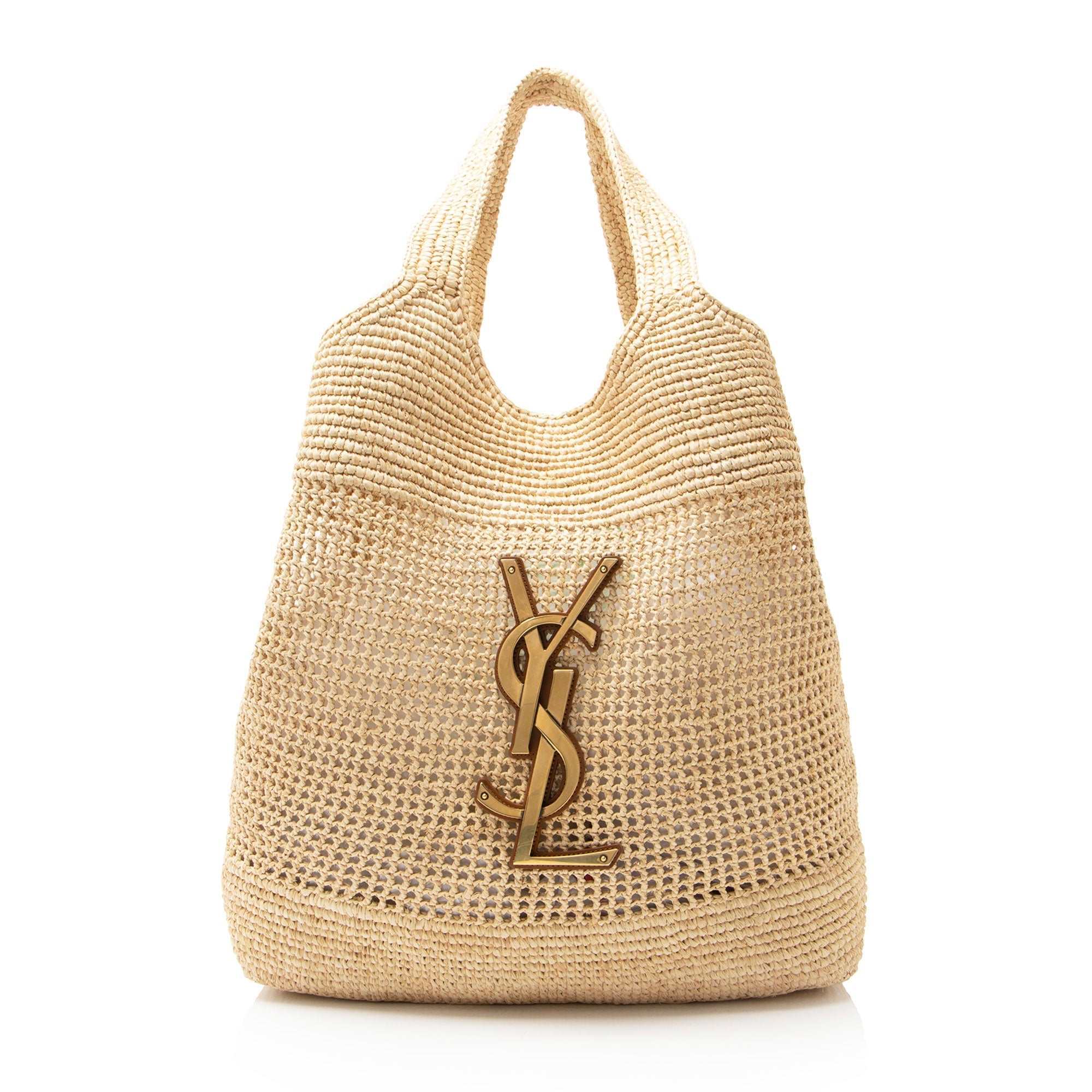 Saint Laurent Raffia Monogram Icare Maxi Shopping Tote