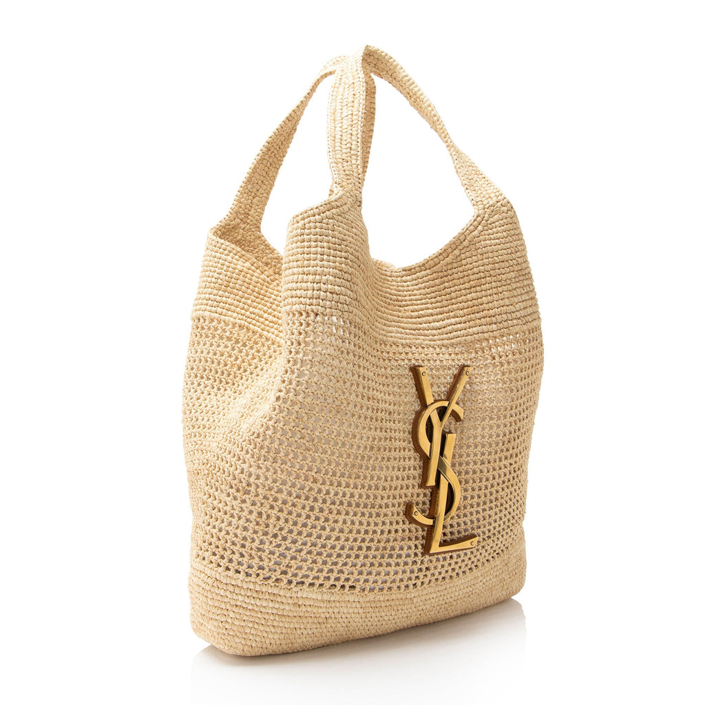 Saint Laurent Raffia Monogram Icare Maxi Shopping Tote
