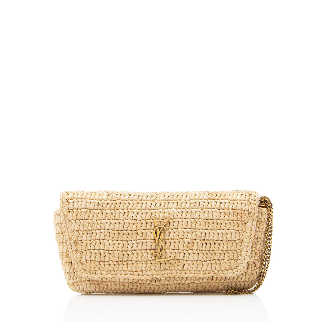 Saint Laurent Raffia Monogram Icare Pouch