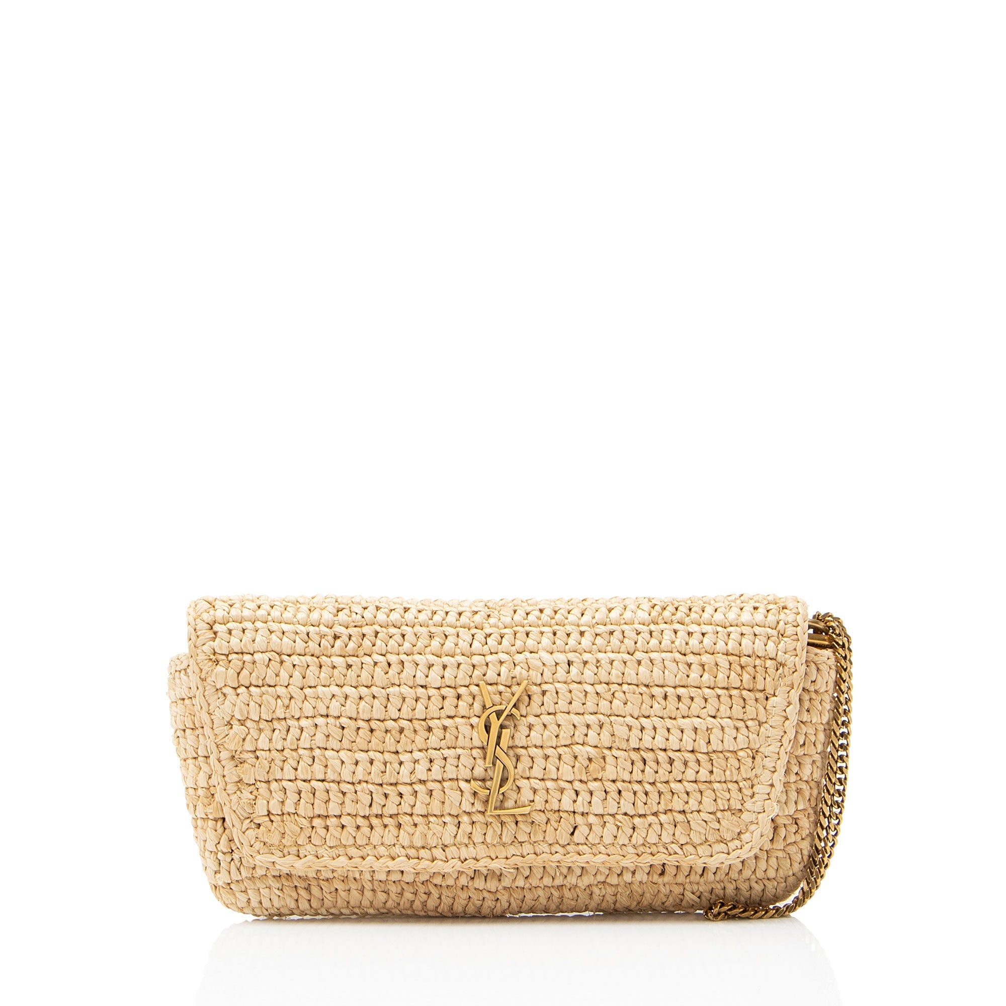 Saint Laurent Raffia Monogram Icare Pouch
