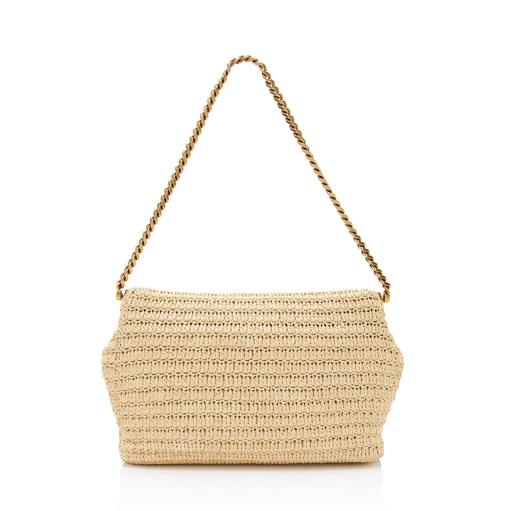 Saint Laurent Raffia Monogram Sac Charniere Medium Shoulder Bag
