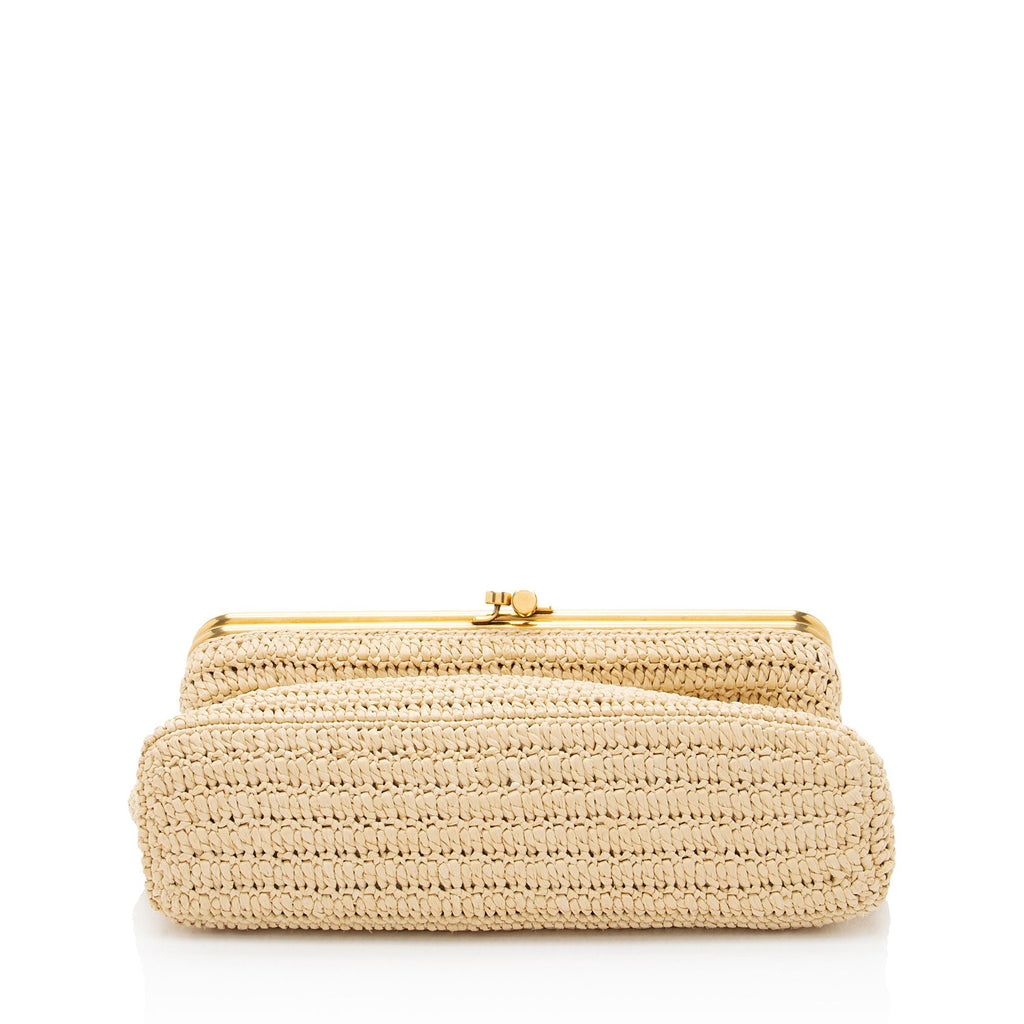 Saint Laurent Raffia Monogram Sac Charniere Medium Shoulder Bag