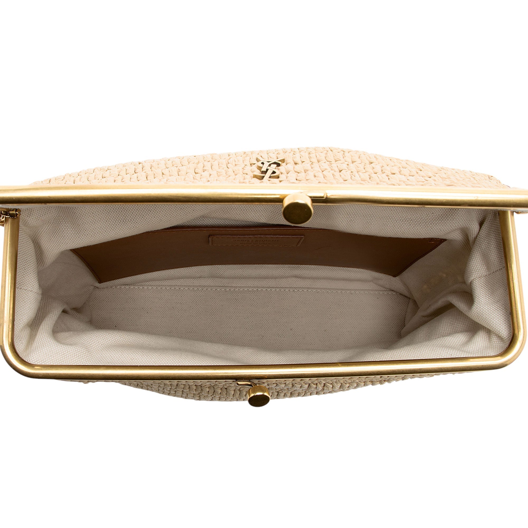 Saint Laurent Raffia Monogram Sac Charniere Medium Shoulder Bag