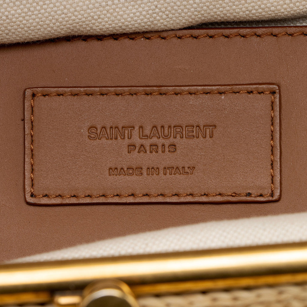 Saint Laurent Raffia Monogram Sac Charniere Medium Shoulder Bag