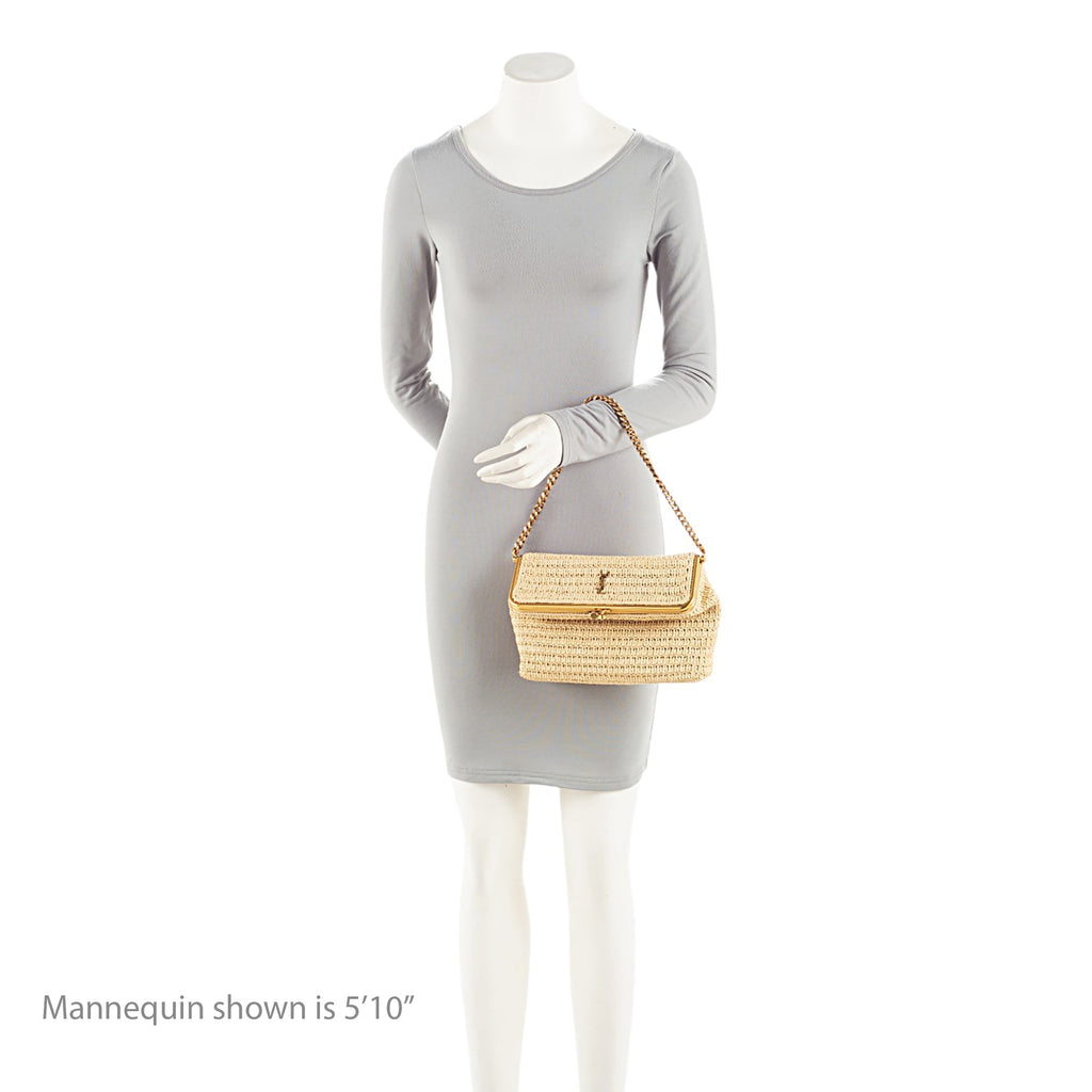 Saint Laurent Raffia Monogram Sac Charniere Medium Shoulder Bag